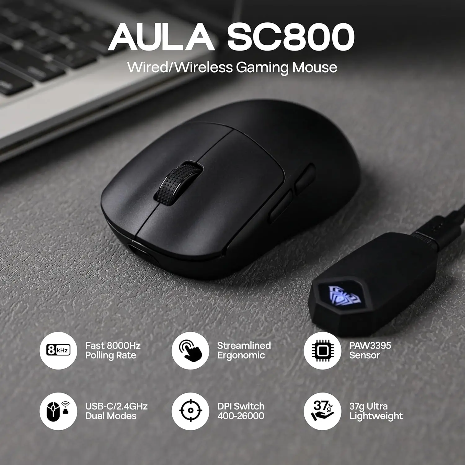 Pc Gaming Gigabyte - AULA SC800 Mouse da gioco USB-C